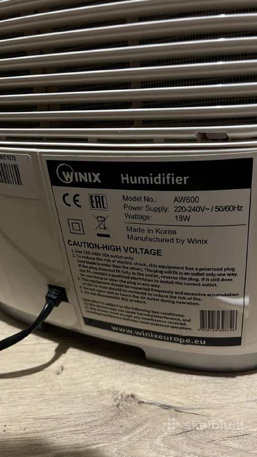 Oro drėkintuvas / valytuvas Winix Aw600 - nuotraukos Nr. 4