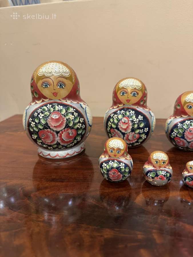 10 dalių matrioškų rinkinys – rožių ornamentai - nuotraukos Nr. 2