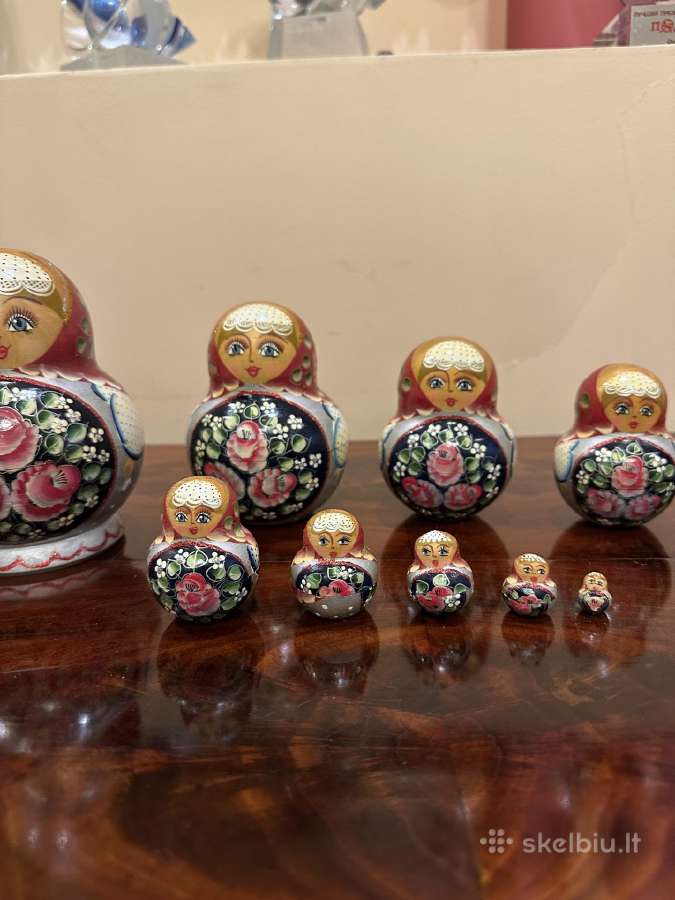 10 dalių matrioškų rinkinys – rožių ornamentai - nuotraukos Nr. 3