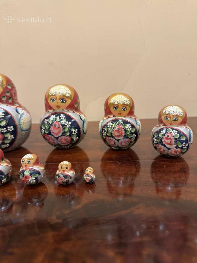 10 dalių matrioškų rinkinys – rožių ornamentai - nuotraukos Nr. 4