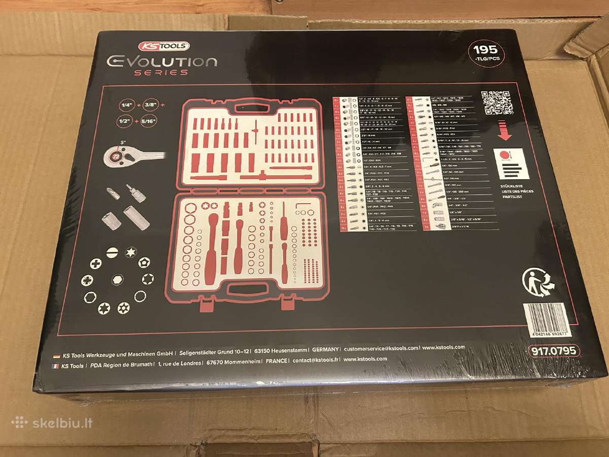 195 vnt. terkšlių ir galvučių komplektas Ks Tools - nuotraukos Nr. 2