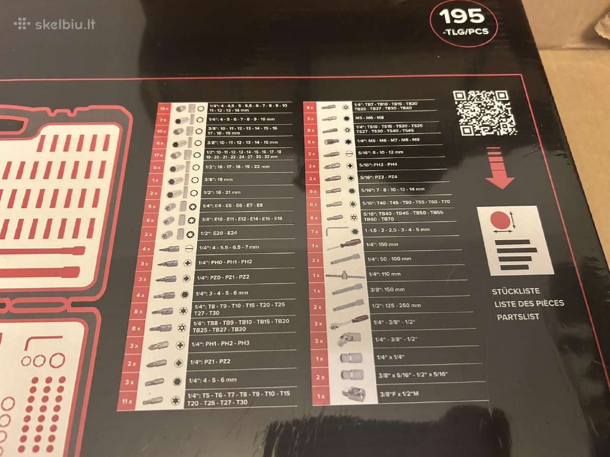 195 vnt. terkšlių ir galvučių komplektas Ks Tools - nuotraukos Nr. 3