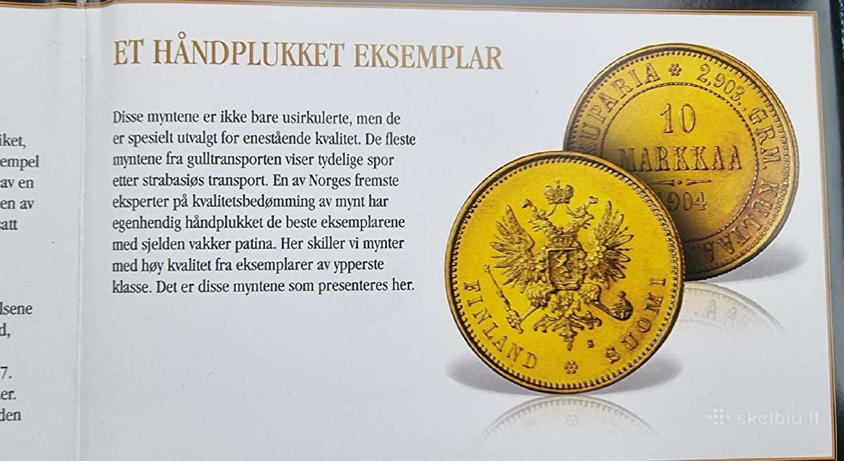 Auksinė moneta Suomijos 10 Markų, 1904m. (L) - nuotraukos Nr. 5