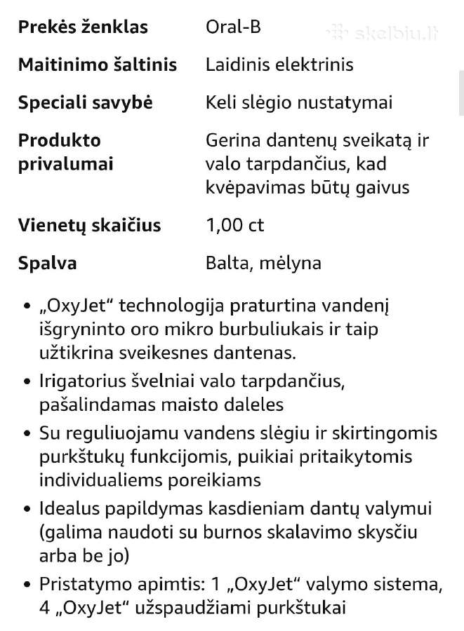 Irigatorius Oral-b Oxyjet - nuotraukos Nr. 4