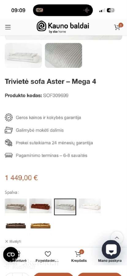 Trivietė sofa Aster - nuotraukos Nr. 4