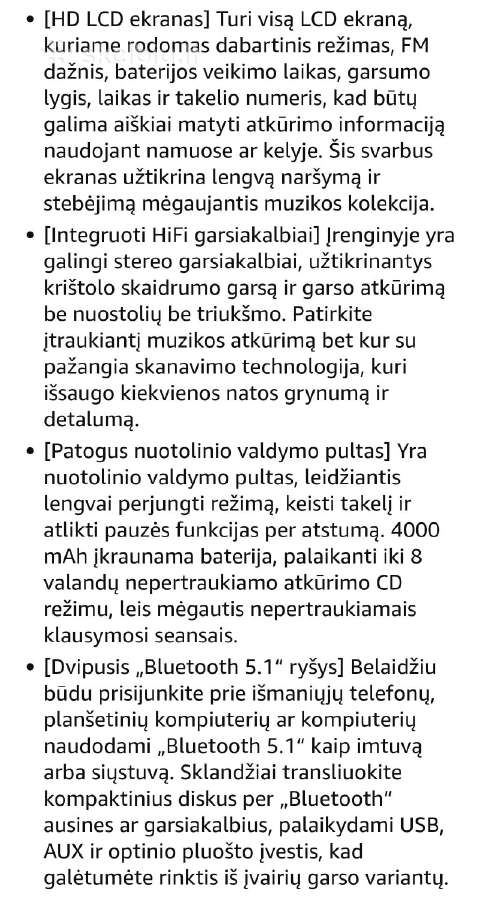 Nešiojamas CD grotuvas 4000mah - nuotraukos Nr. 7
