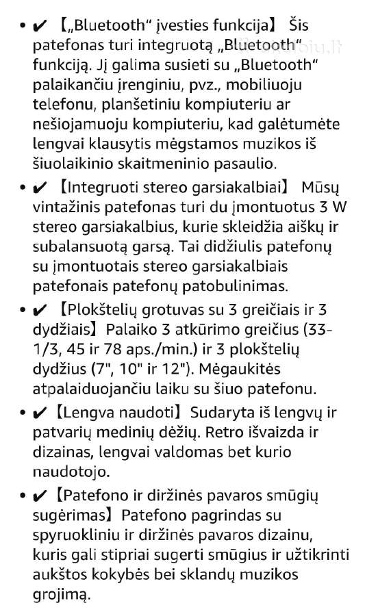 Udreamer bluetooth plokštelių grotuvas(patefonas) - nuotraukos Nr. 5