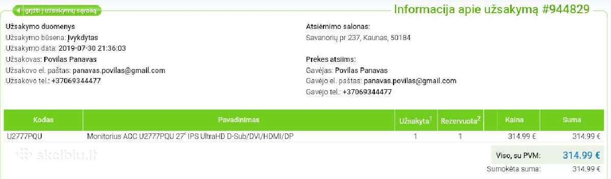 Aoc U2777pqu 27" 4k Ips monitorių - nuotraukos Nr. 2