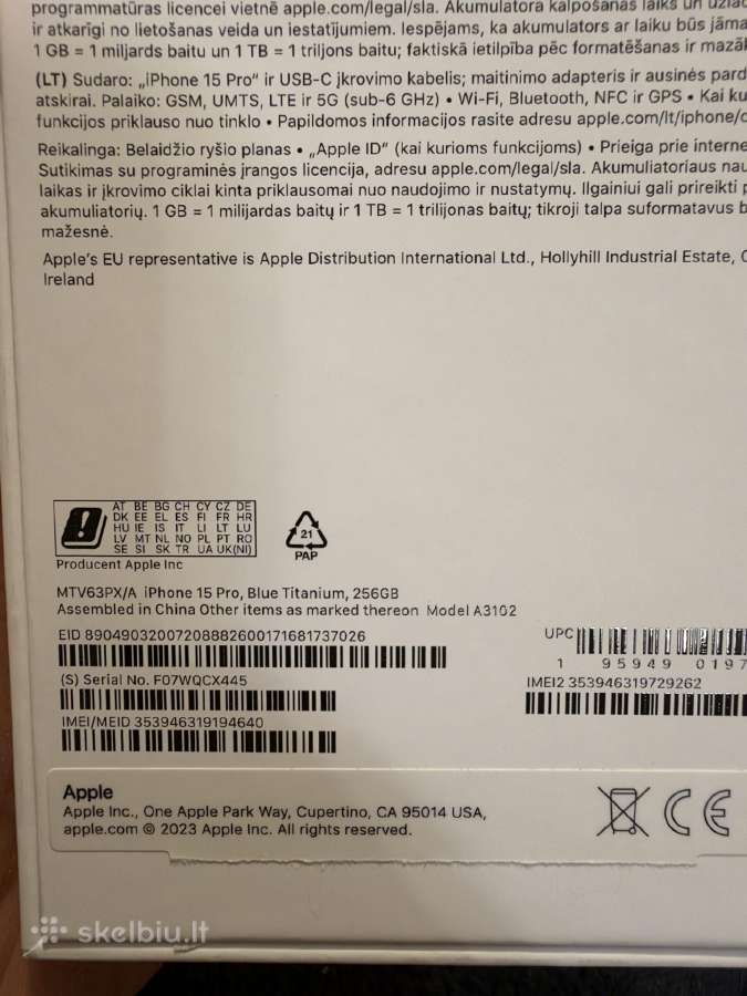 iPhone 15 pro 256gb Blue Titanium - nuotraukos Nr. 14