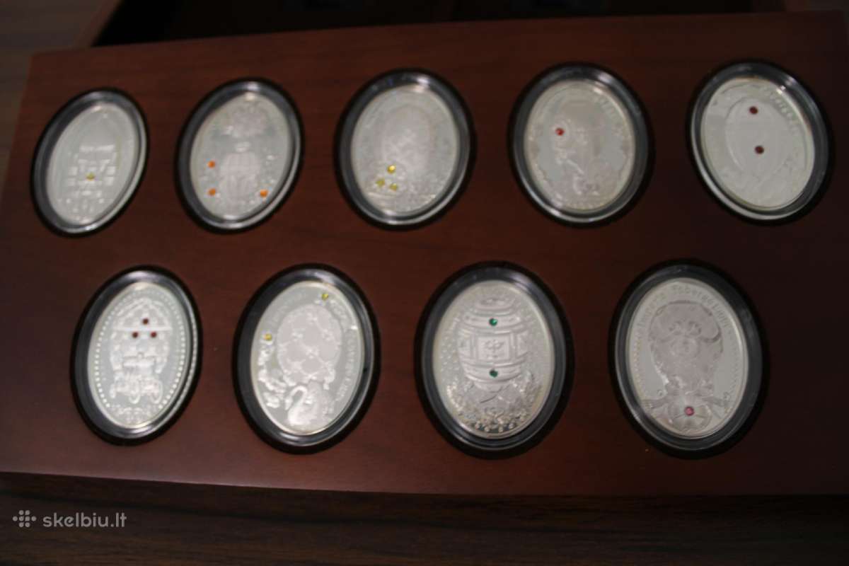 9 sidabrinių monetų rinkinys „Faberg Eggs“ 925 - nuotraukos Nr. 23