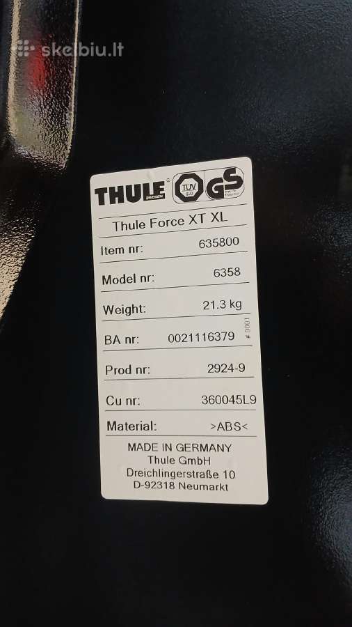 Thule Force XT XL juoda matinė stogo bagažinė - nuotraukos Nr. 8