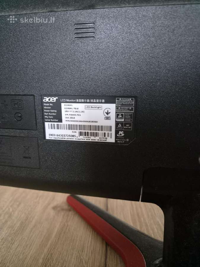 Monitorius Acer G246hl 2016 - nuotraukos Nr. 2