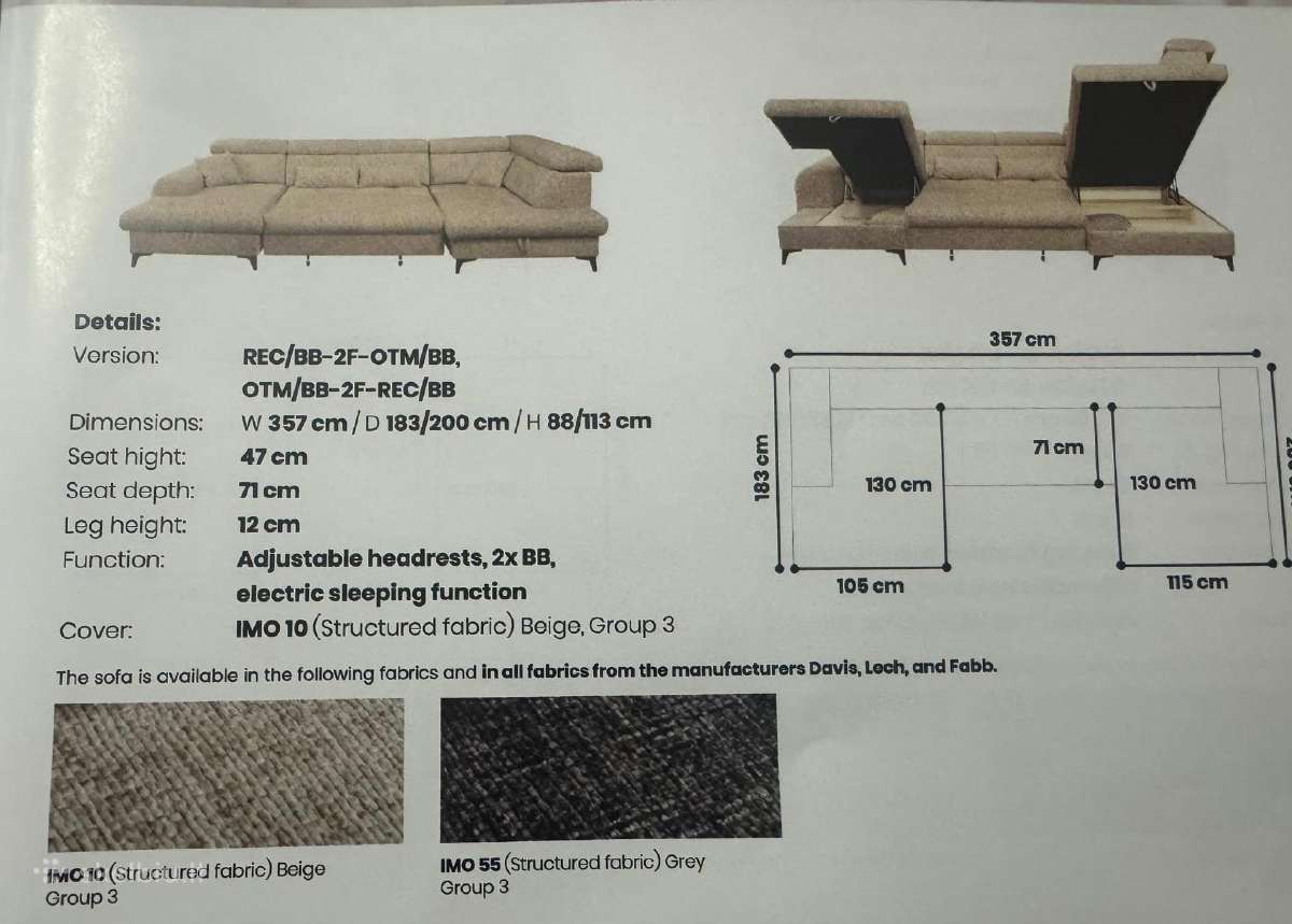 Nauja, kokybiška, U formos elektrinė sofa - lova - nuotraukos Nr. 6