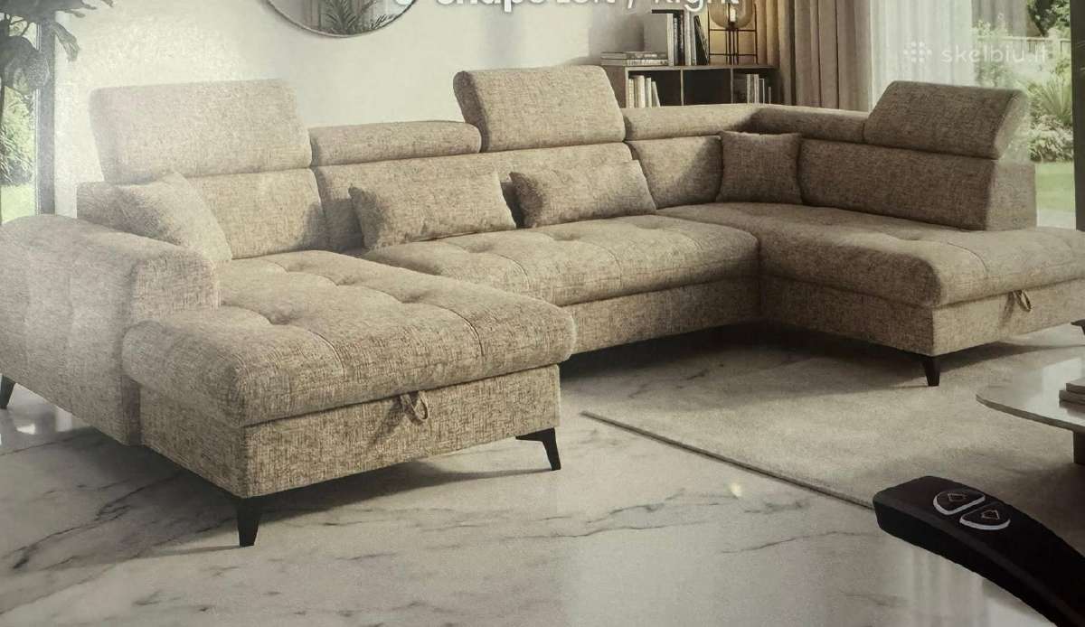 Nauja, kokybiška, U formos elektrinė sofa - lova - nuotraukos Nr. 7