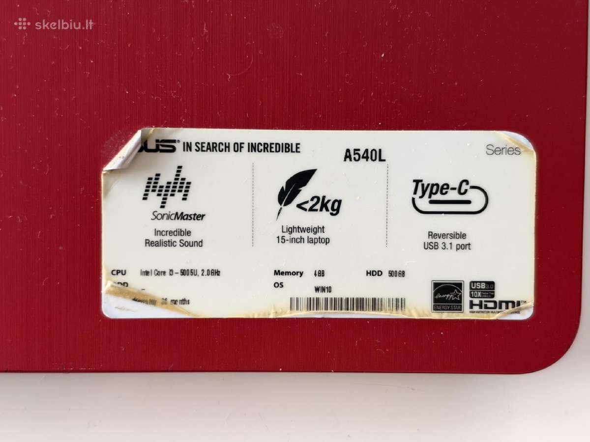 Nešiojamas kompiuteris Asus A540l - nuotraukos Nr. 8