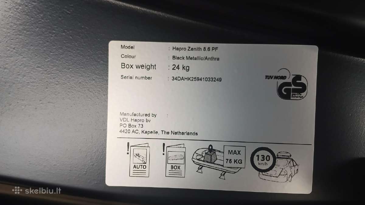 Hapro Zenith 8.6 juoda blizgi stogo bagažinė - nuotraukos Nr. 10