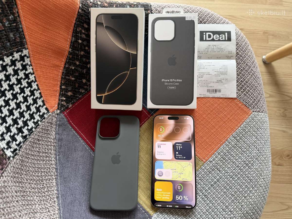 Phone 16 Pro Max,256gb.,garantija,idealus,titanium - nuotraukos Nr. 25