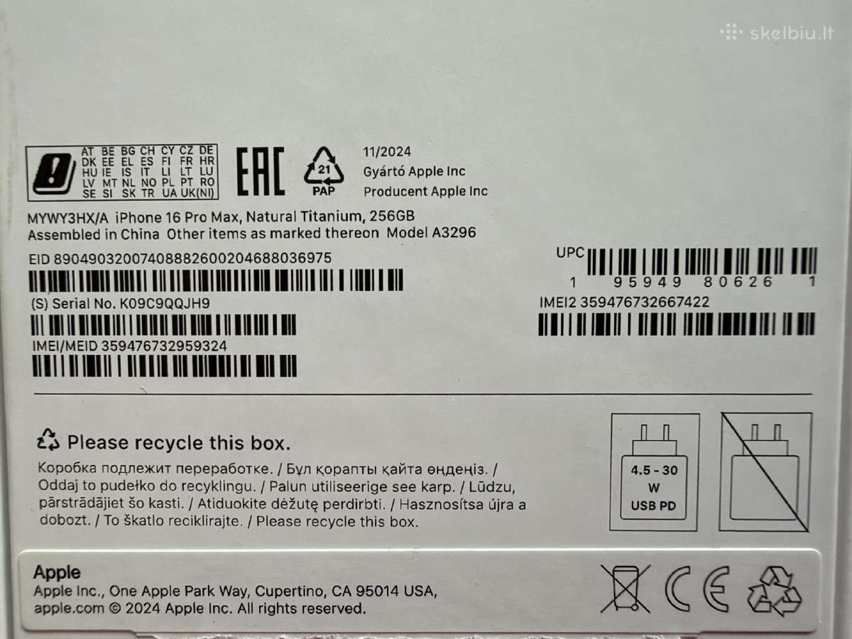 Phone 16 Pro Max,256gb.,garantija,idealus,titanium - nuotraukos Nr. 10