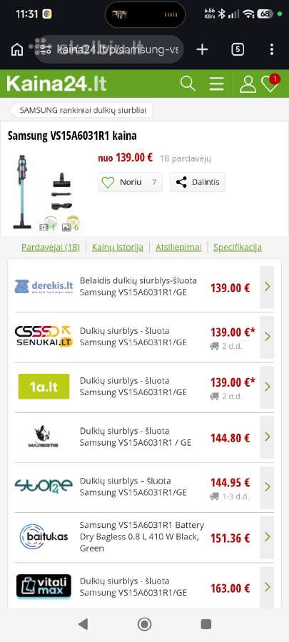 Naujas Samsung Jet 60 - Vs15a6031r1 - nuotraukos Nr. 5