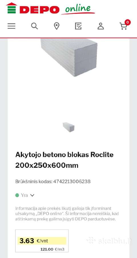 Nebrangiai 1,8kub.akyto betono blokelių likutis - nuotraukos Nr. 5