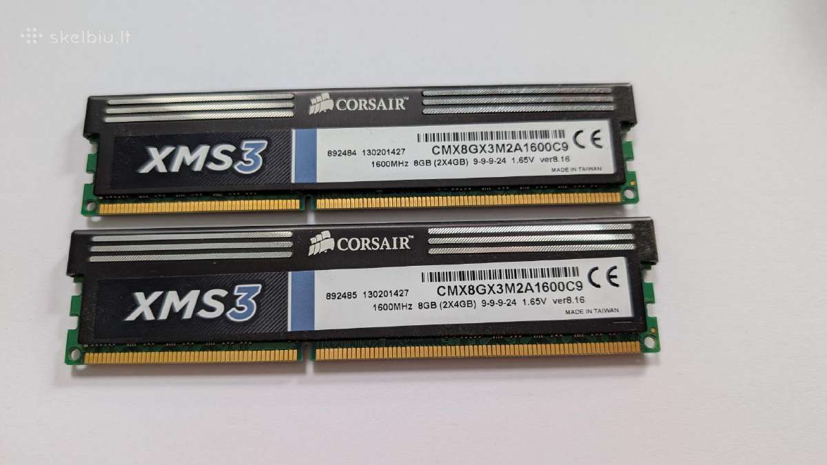 Corsair Xms3 16gb (4x 4gb) Ddr3 RAM Kit 1600mhz C9 - nuotraukos Nr. 4
