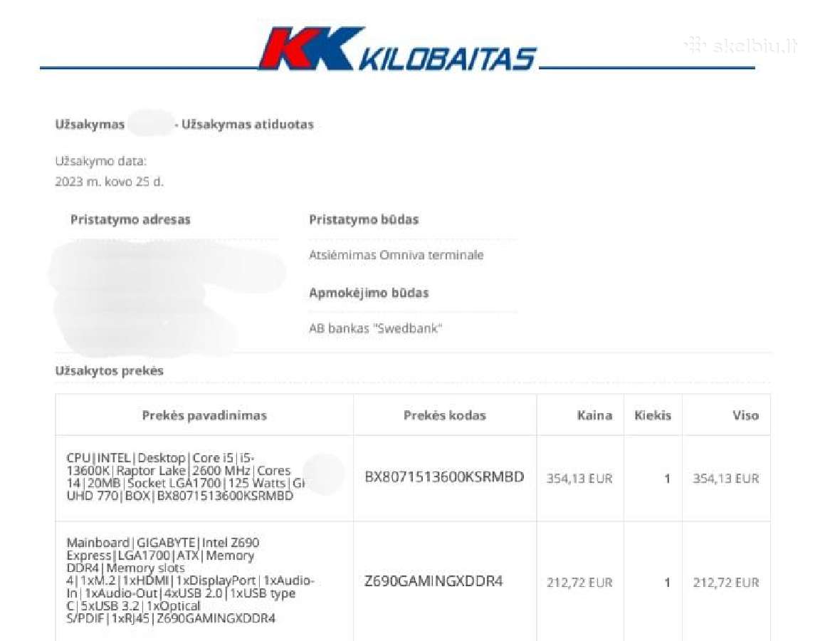I5-13600k + Gigabyte Z690 Gaming X + 64gb Ddr4 - nuotraukos Nr. 12