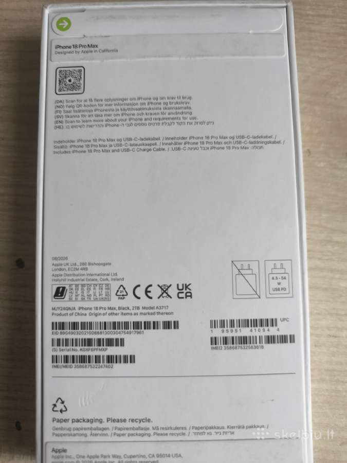 Apple iPhone 18 Pro Max - 2tb- Juodas - nuotraukos Nr. 2