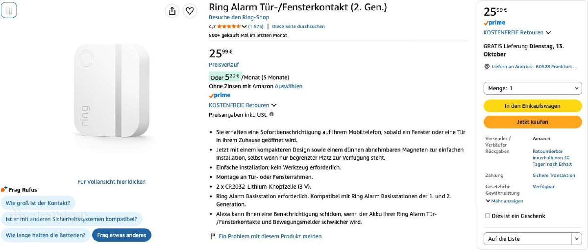 Ring Alarm Set + contact sensor signalizacija - nuotraukos Nr. 5