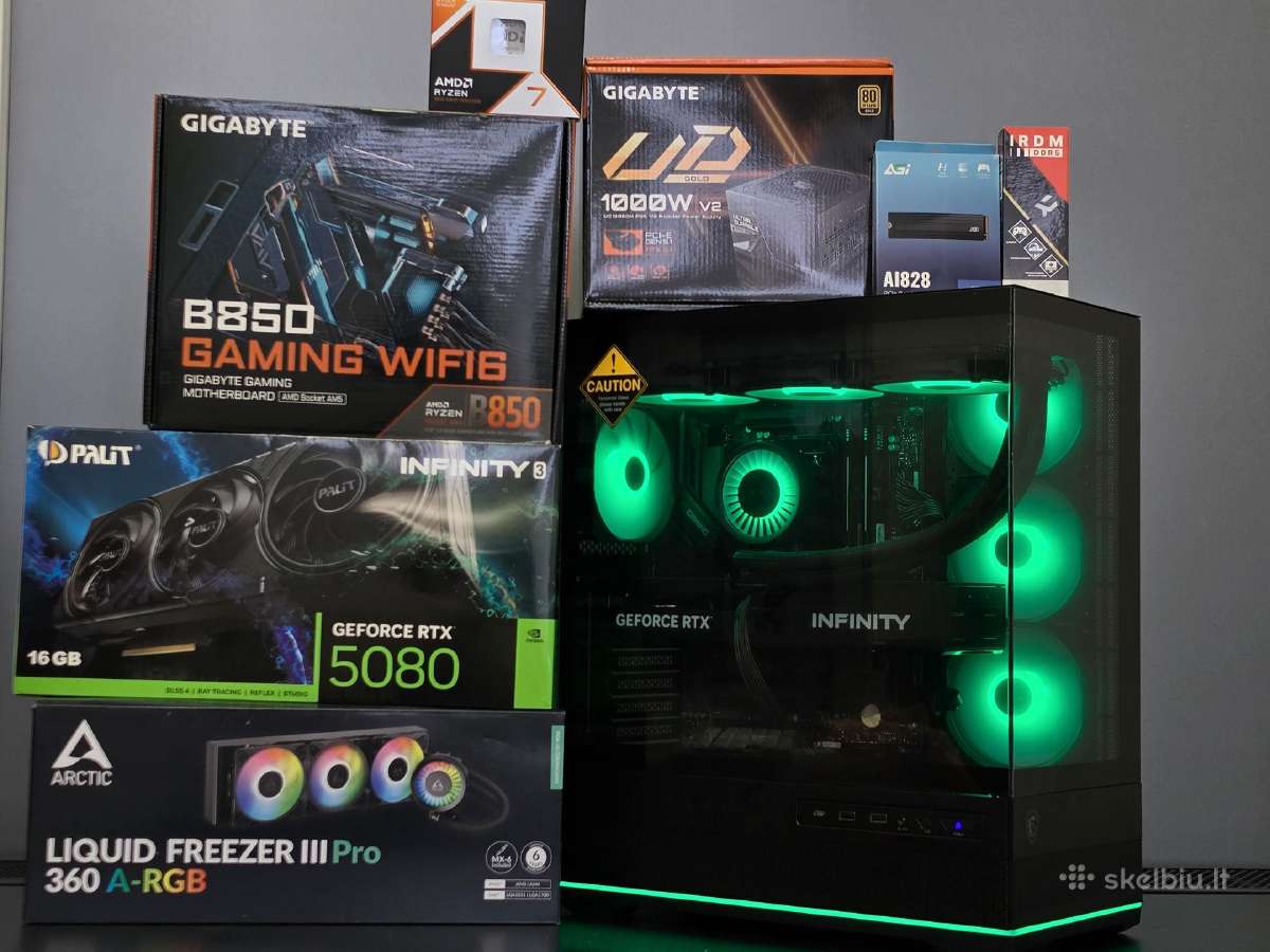 Ryzen 7 9800x3d, Rtx 5080 kompiuteris, 32gb, 2tb - nuotraukos Nr. 7
