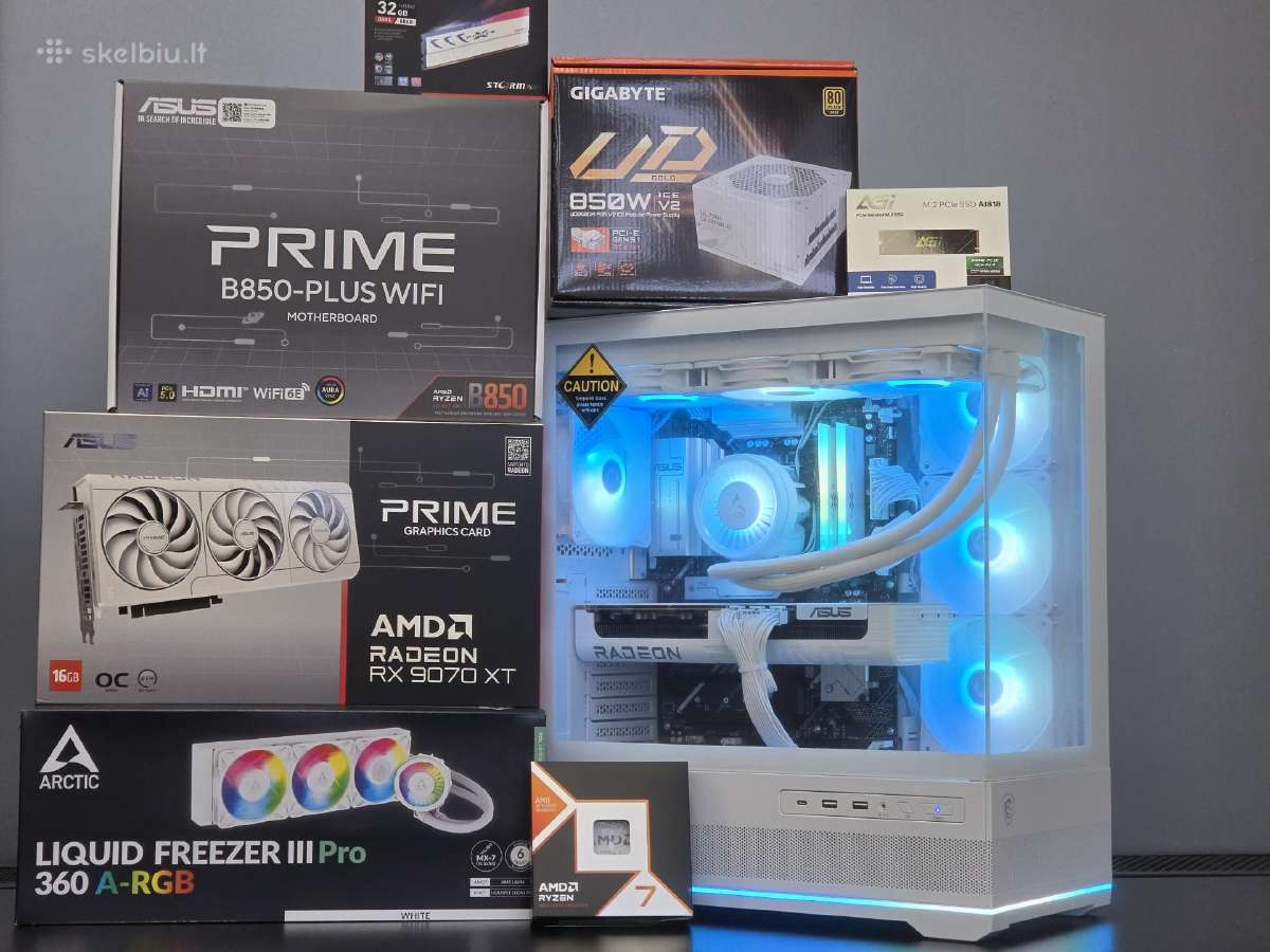 Rx 9070 XT 16g Kompiuteris su Ryzen 7 9800x3d, 32g - nuotraukos Nr. 9