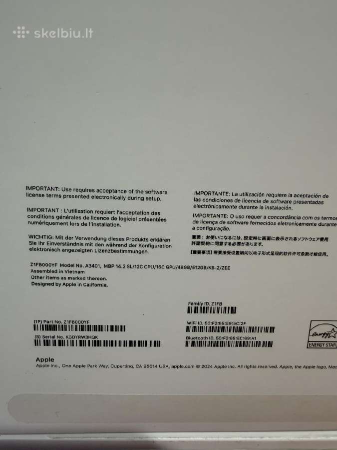 MacBook Pro 14 / M4 / 48gb / 512ssd - nuotraukos Nr. 6