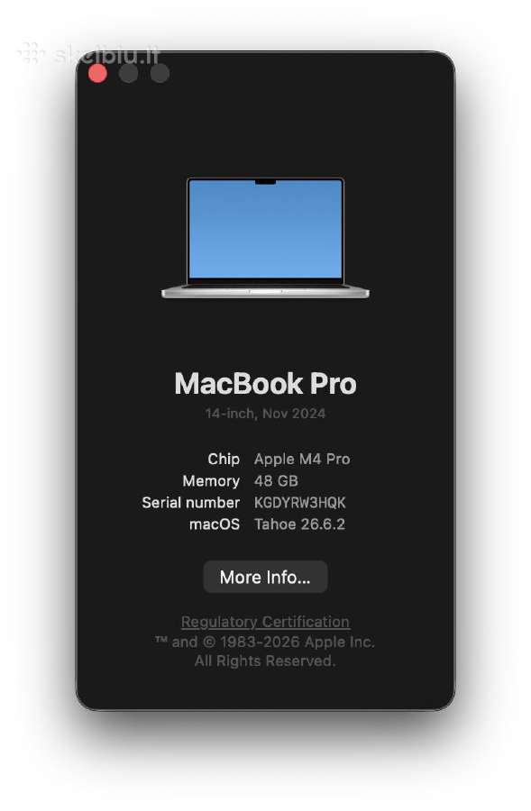MacBook Pro 14 / M4 / 48gb / 512ssd - nuotraukos Nr. 7