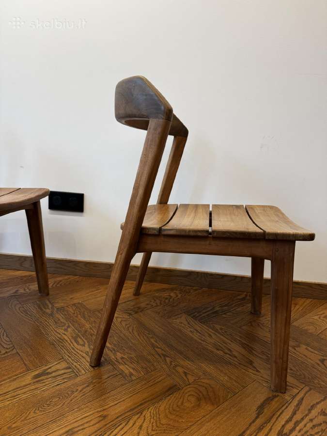 Vintažinės medinės teak kėdės 3vnt - nuotraukos Nr. 6