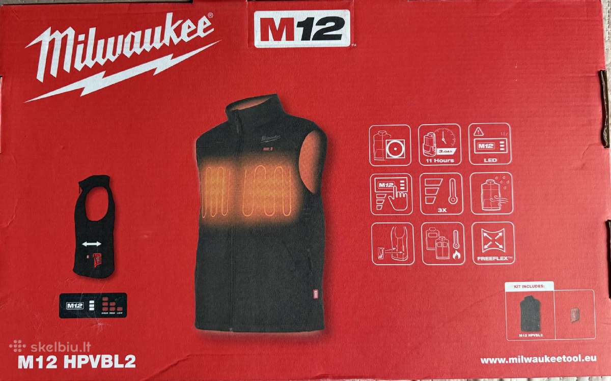 Milwaukee šildoma liemenė pilka Xxxl M12 Hvgrey1 - nuotraukos Nr. 5