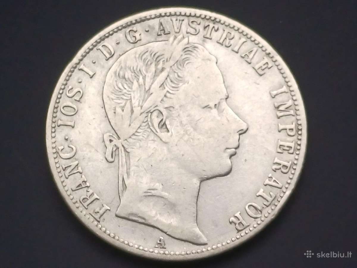 1 florinas 1858m. Austrija sidabras - nuotraukos Nr. 2