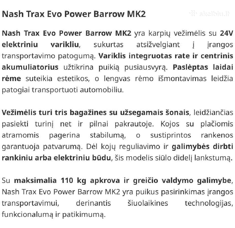 Karpinis vezimelis Nash Trax EVO Power Barrow Mk2 - nuotraukos Nr. 4