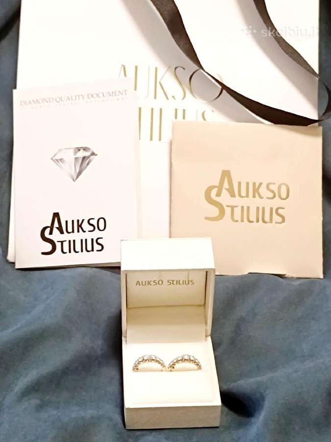 Elegantiški auksiniai auskarai su deimantais - nuotraukos Nr. 4