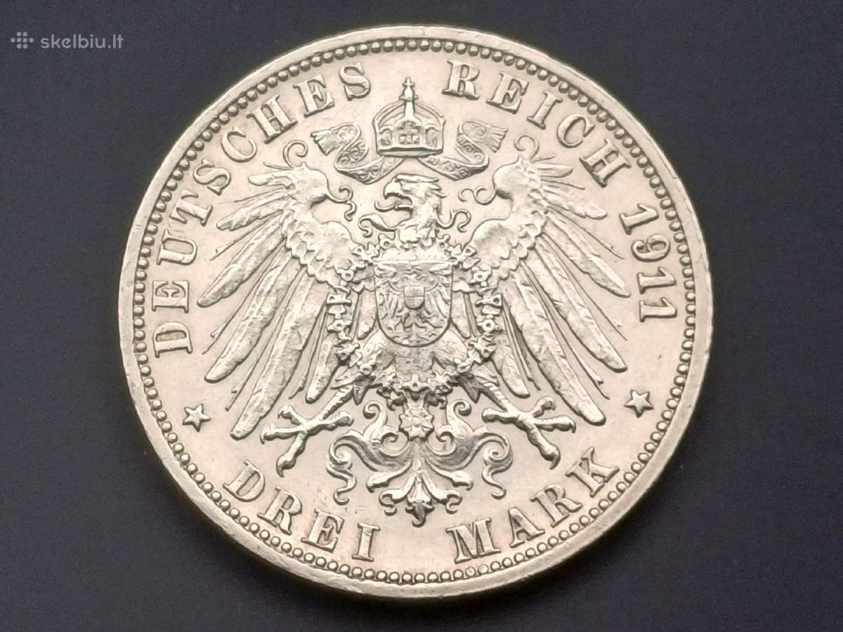 3 markes 1911m. sidabras 900 - nuotraukos Nr. 2