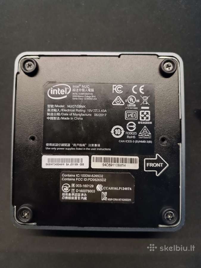 Tvarkingas mini kompiuteris Intel Nuc 7i5bnk - nuotraukos Nr. 2