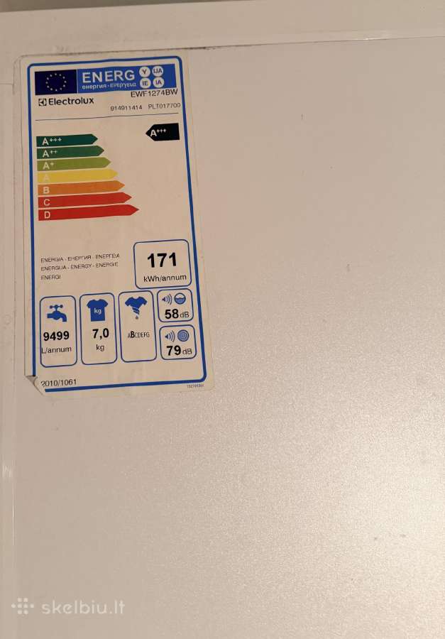 Electrolux Ewf1274bw skalbimo mašina - nuotraukos Nr. 3