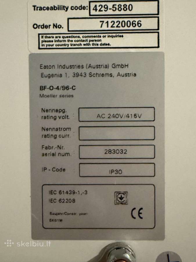 Virštinkinis metalinis elektros skydas Eaton - nuotraukos Nr. 4