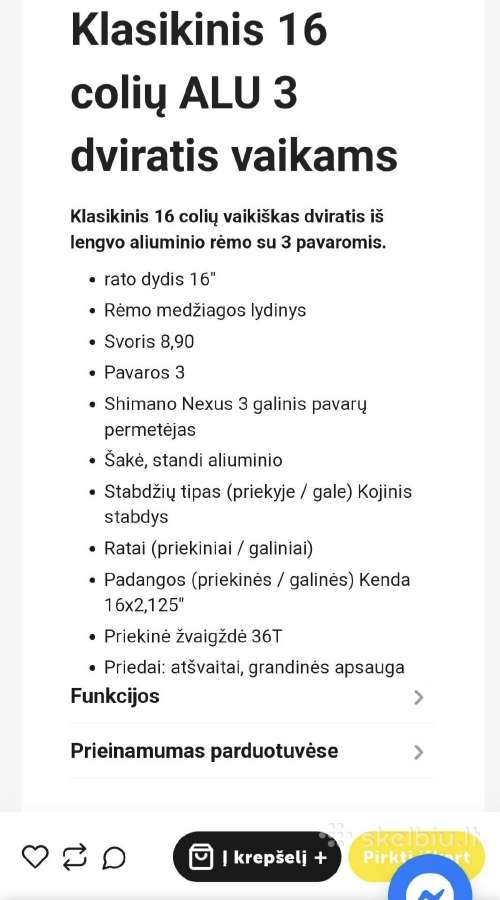 Dviratukas classic 16 - nuotraukos Nr. 7