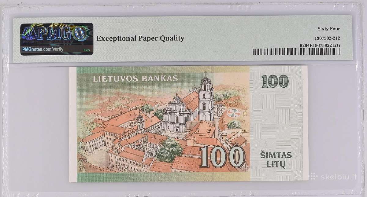 100 Litų 2000 m. Ad0000035 Pmg64 - nuotraukos Nr. 2