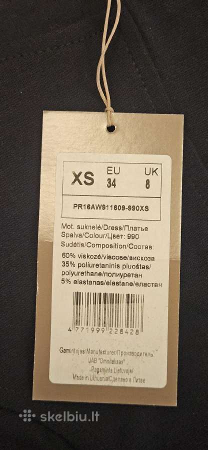 Aura Juoda klasikinė prigludusi suknelė XS - nuotraukos Nr. 4