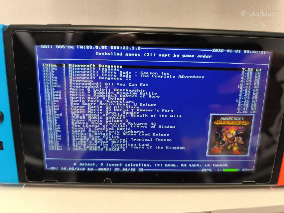 Atrištas Nintendo Switch V2 256gb 31 žaidimas - nuotraukos Nr. 12