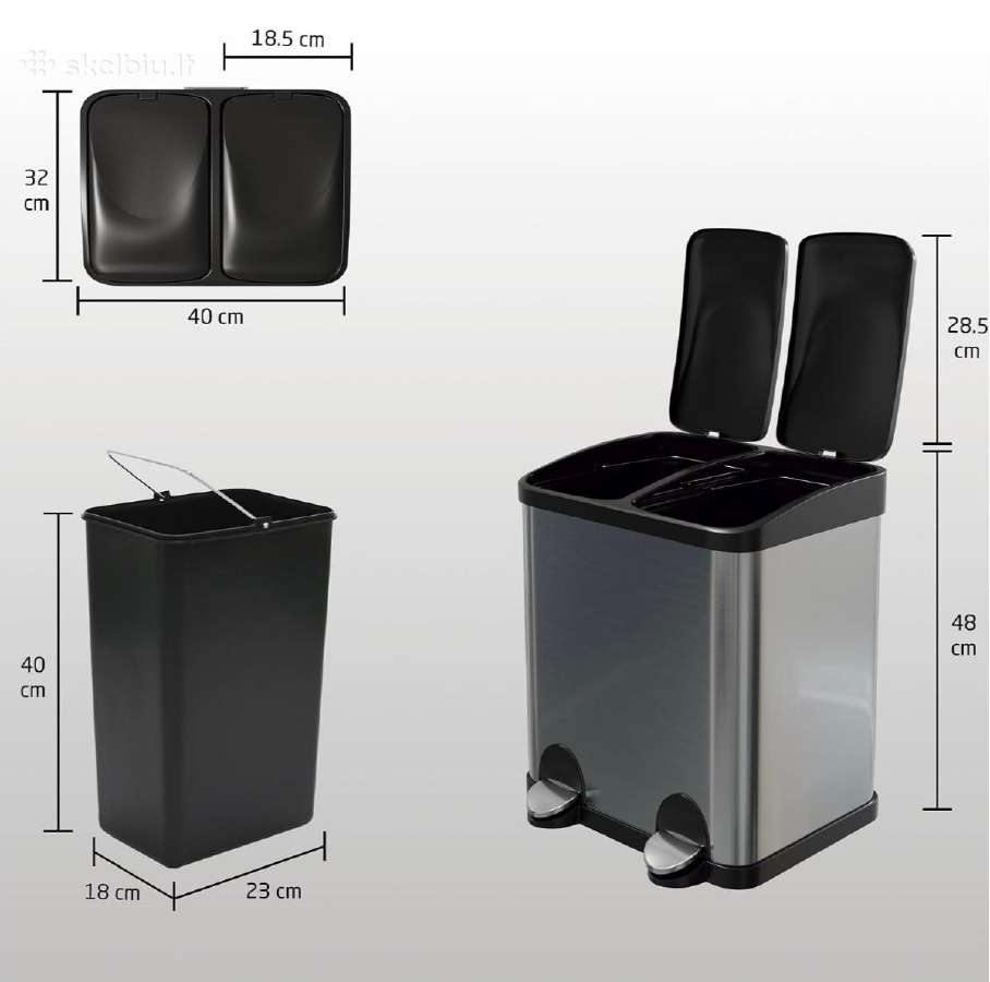Šiukšliadėžė, šiukšlių konteineris 2-15l,(30l) - nuotraukos Nr. 3