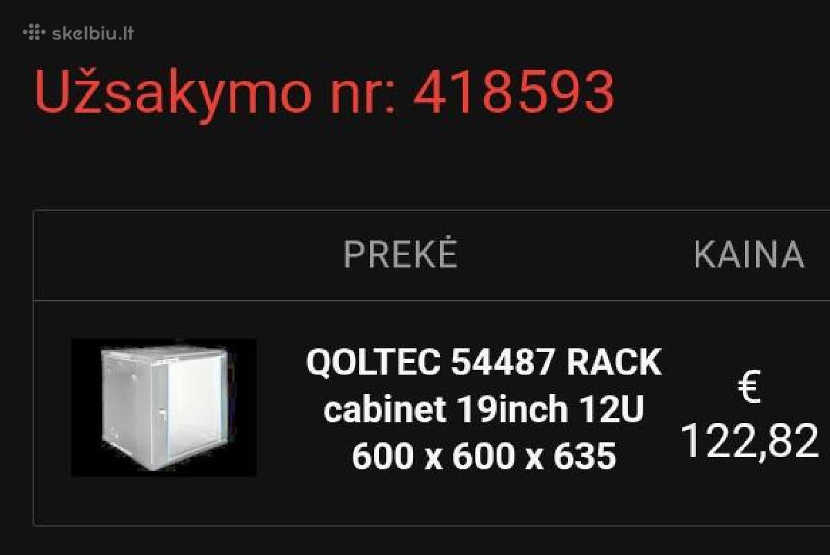 Qoltec 54487 Rack cabinet 19inch 12u; 89 € - nuotraukos Nr. 6