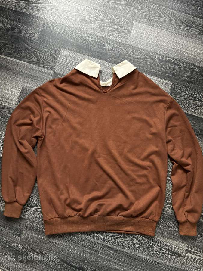 Shein rudas Brooklyn džemperis su balta apykakle - nuotraukos Nr. 2