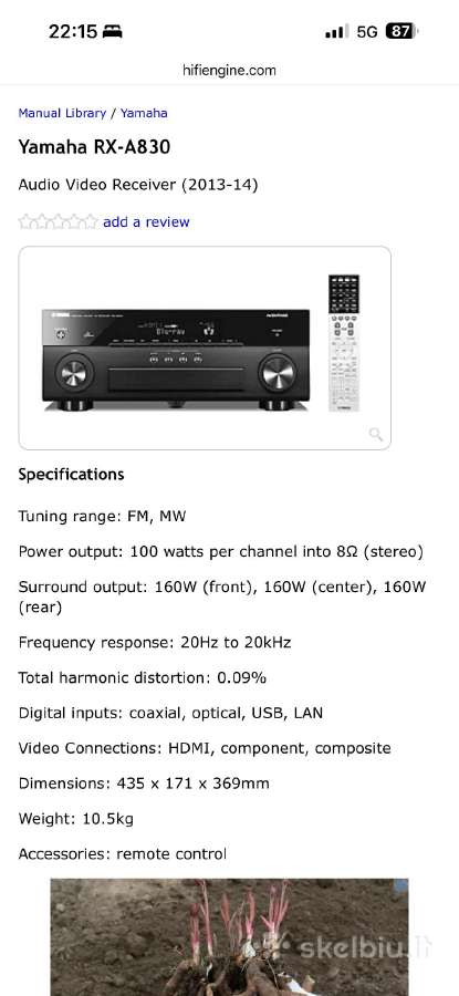 Yamaha rx a830 - nuotraukos Nr. 8