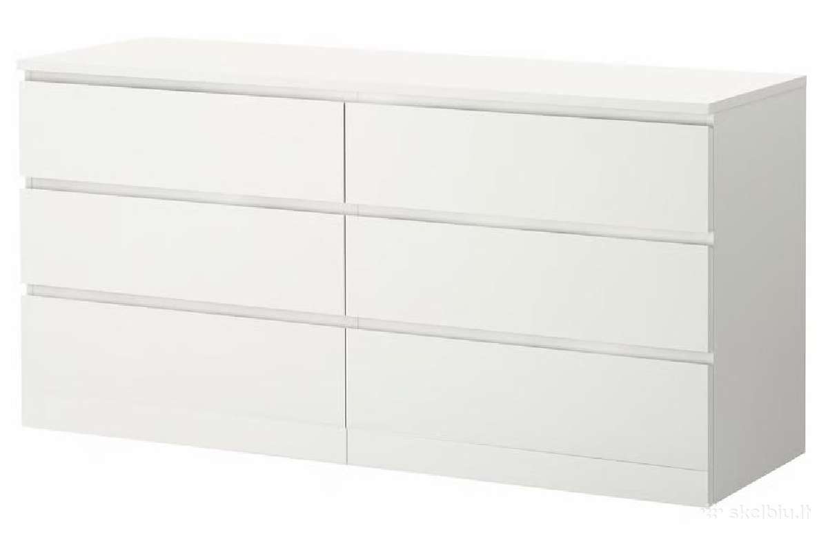 Balta Malm komoda iš Ikea su 6 stalčiais - nuotraukos Nr. 2